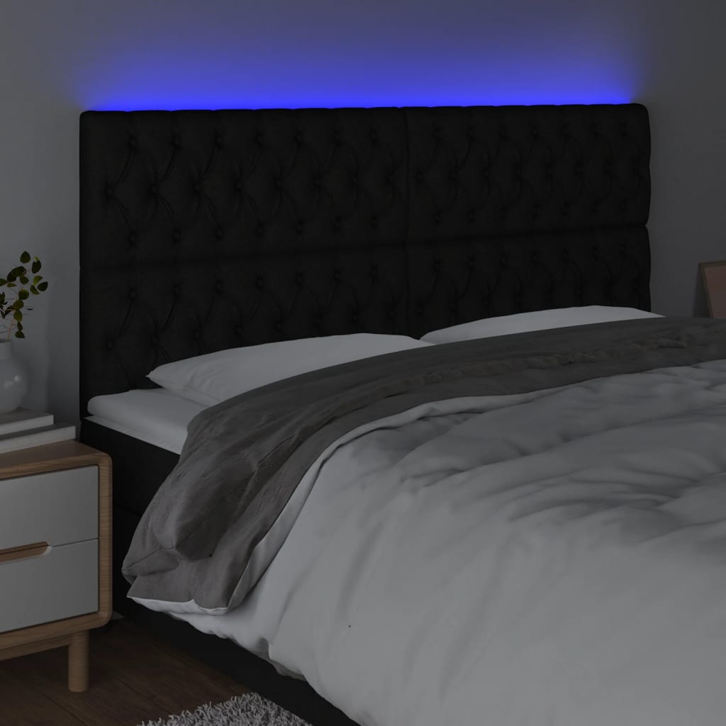 LED uzglavlje crno 180x7x118/128 cm od tkanine
