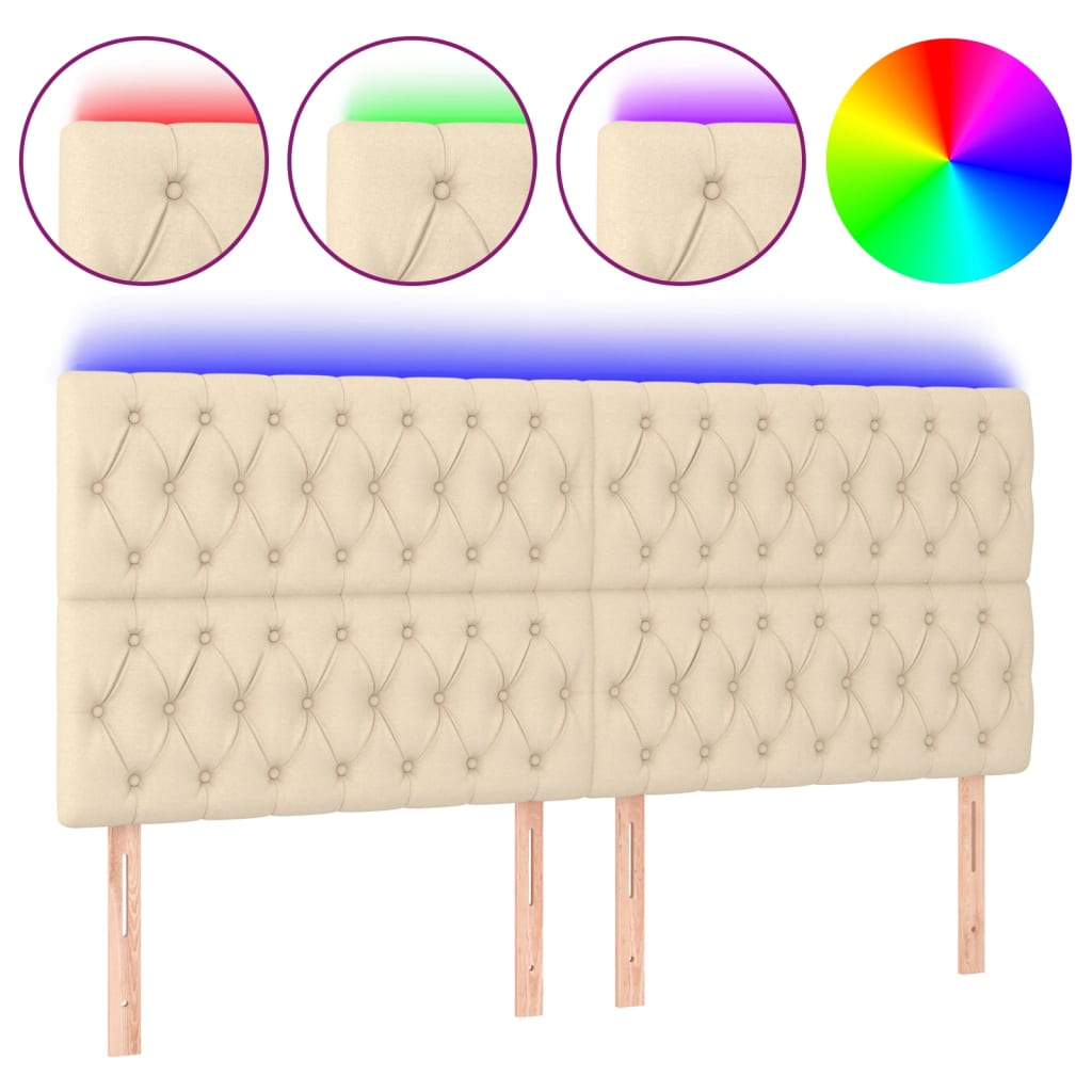 LED uzglavlje krem 180x7x118/128 cm od tkanine