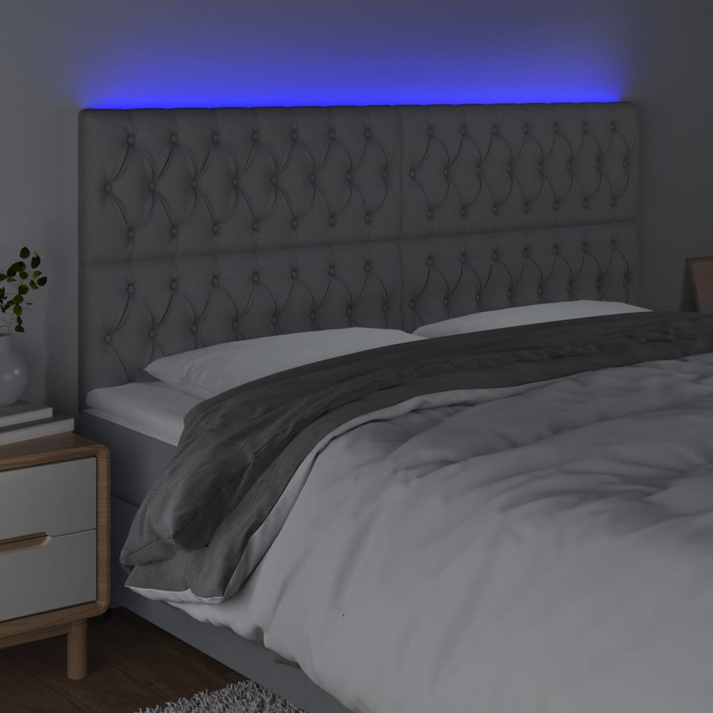 LED uzglavlje svjetlosivo 200x7x118/128 cm od tkanine
