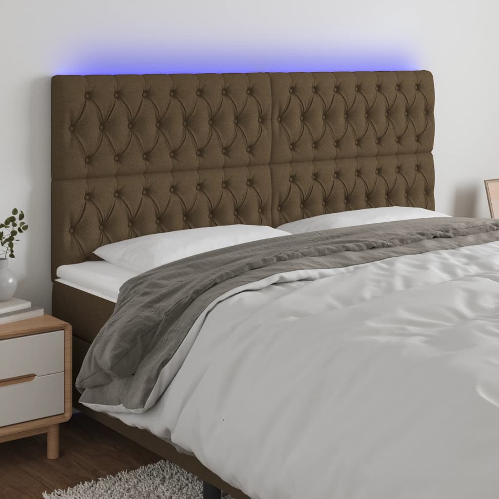 LED uzglavlje tamnosmeđe 200x7x118/128 cm od tkanine