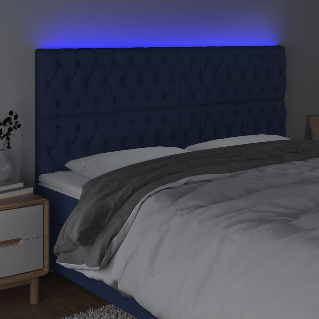 LED uzglavlje plavo 200x7x118/128 cm od tkanine