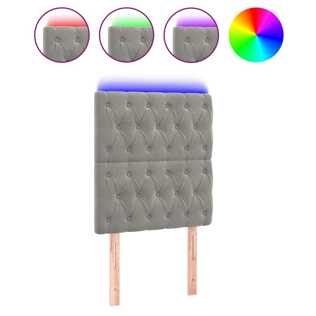 LED uzglavlje svjetlosivo 80x7x118/128 cm baršunasto