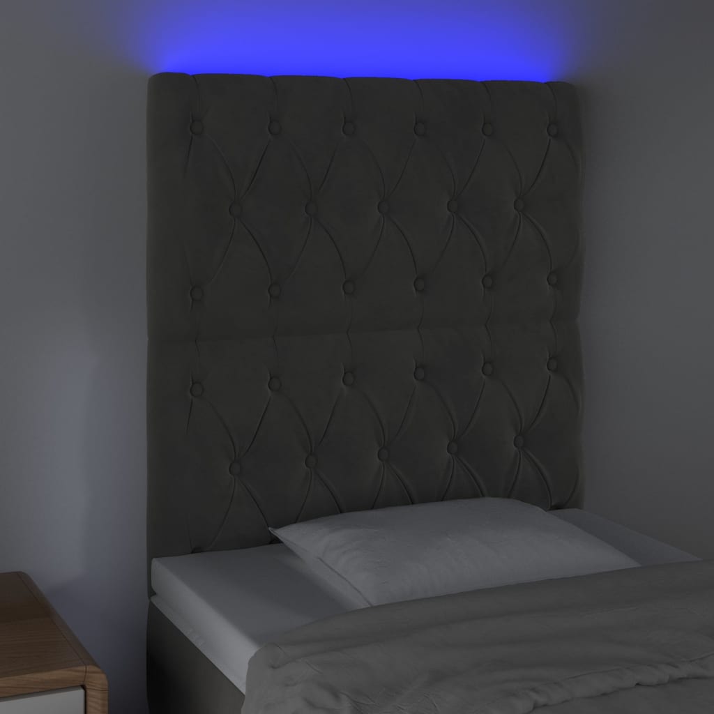 LED uzglavlje tamnosivo 80x7x118/128 cm baršunasto