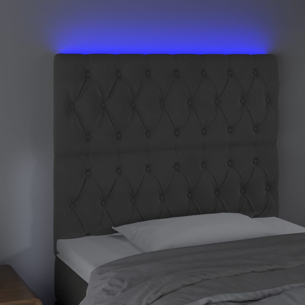 LED uzglavlje tamnosivo 100x7x118/128 cm baršunasto