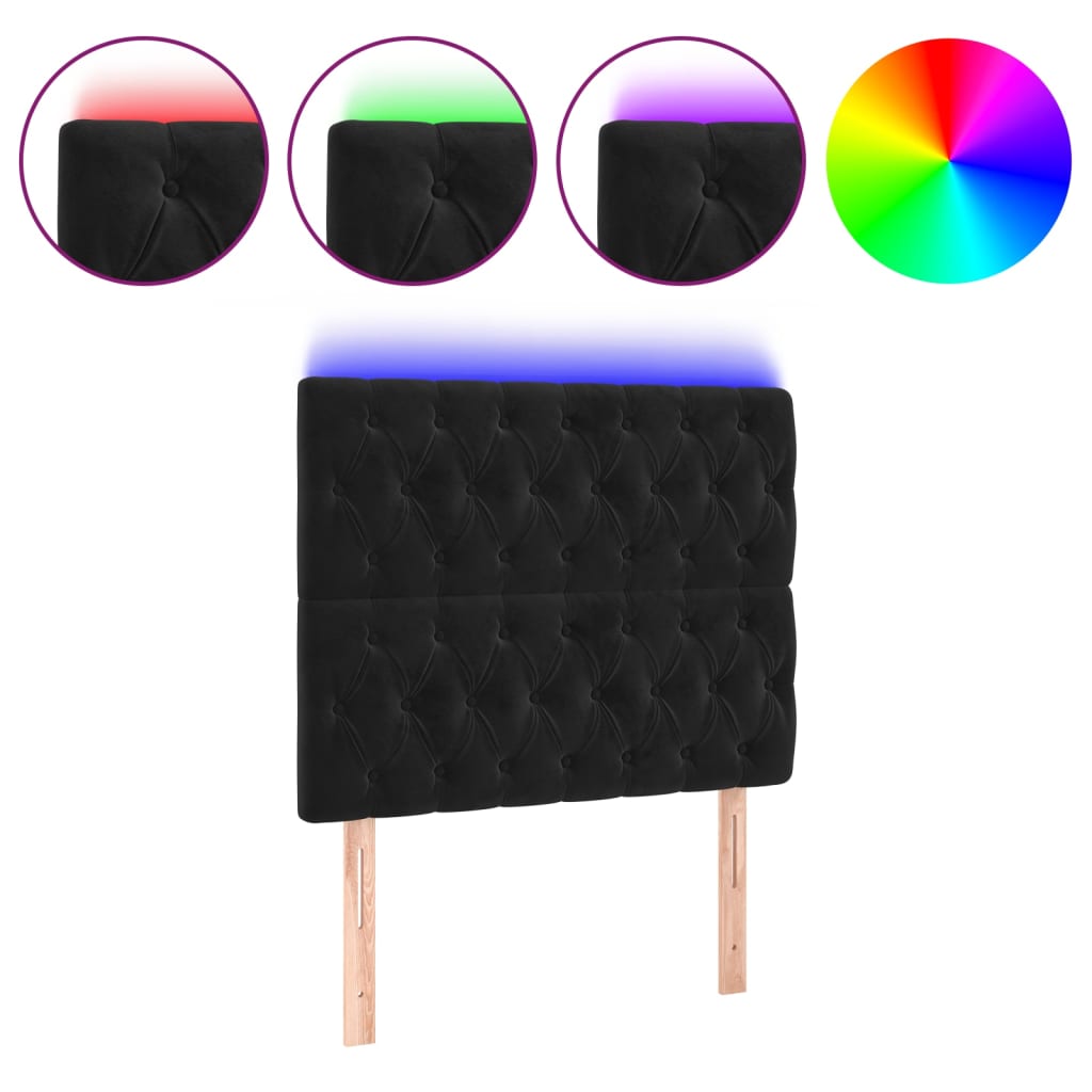 LED uzglavlje crno 100x7x118/128 cm baršunasto