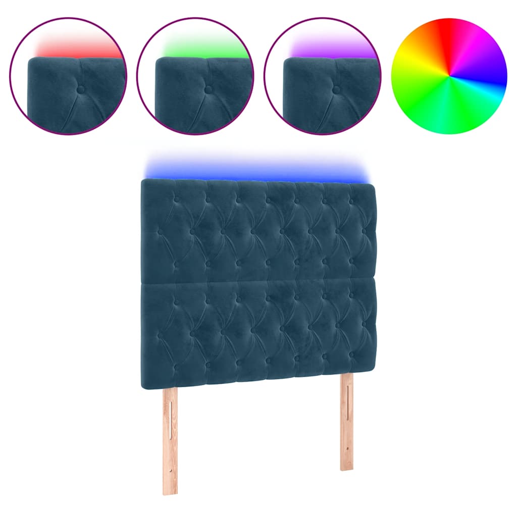 LED uzglavlje tamnoplavo 100x7x118/128 cm baršunasto