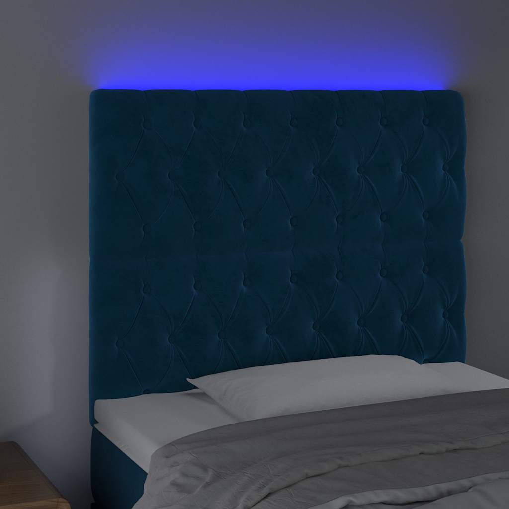 LED uzglavlje tamnoplavo 100x7x118/128 cm baršunasto