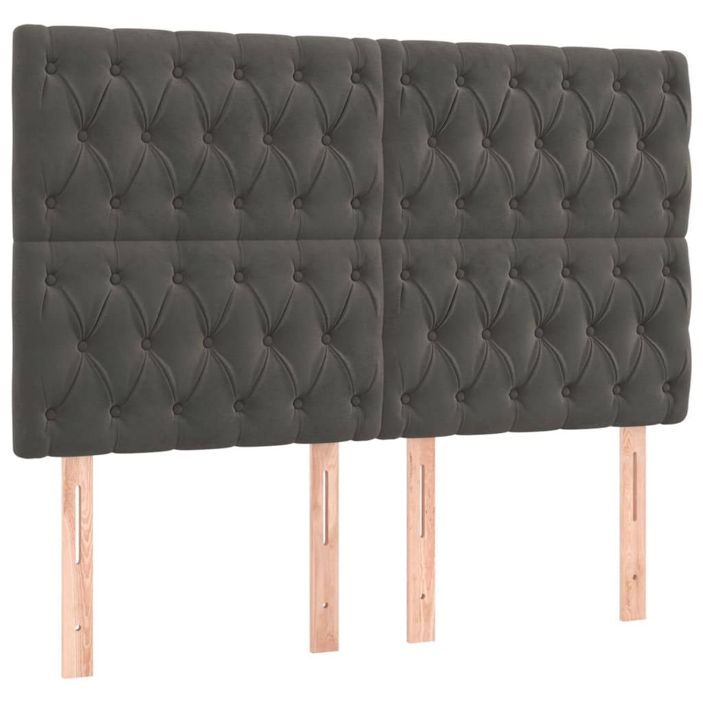 LED uzglavlje tamnosivo 144x7x118/128 cm baršunasto