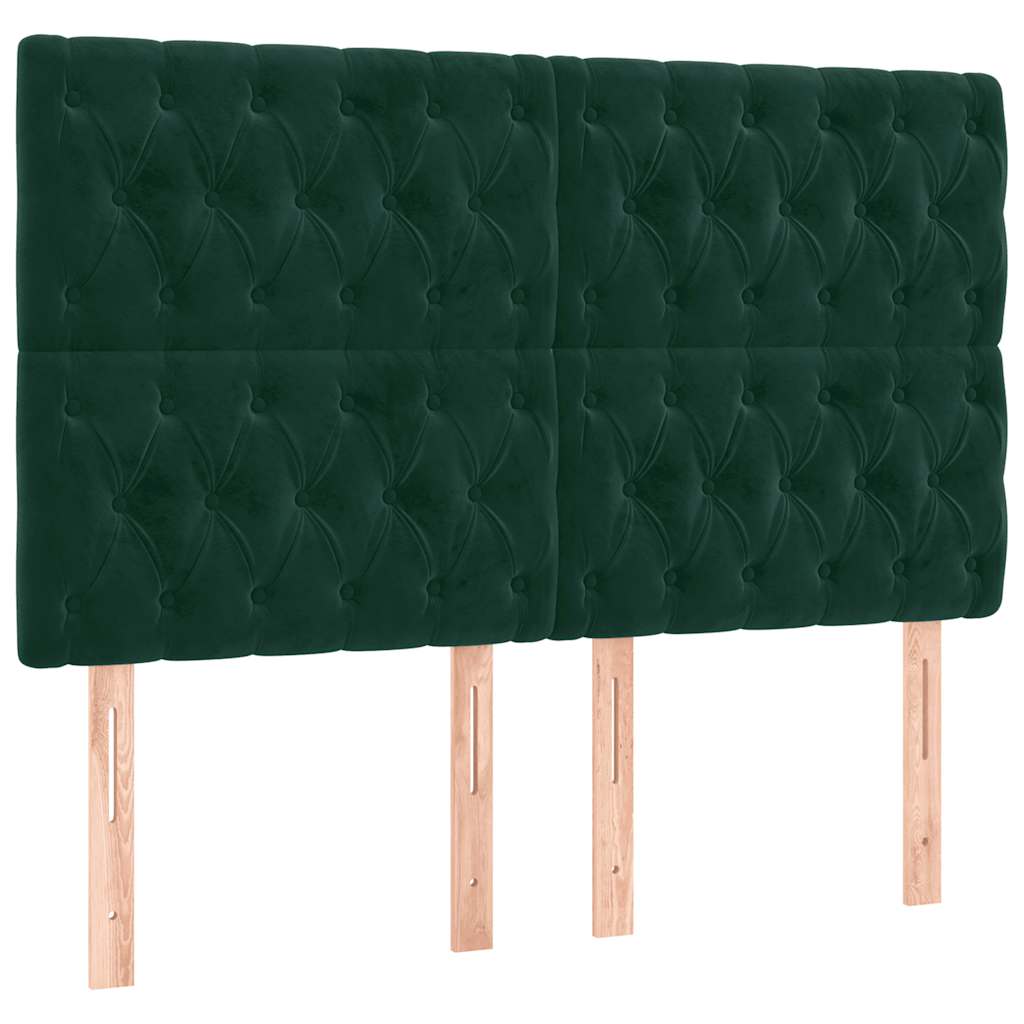 LED uzglavlje tamnozeleno 144x7x118/128 cm baršunasto