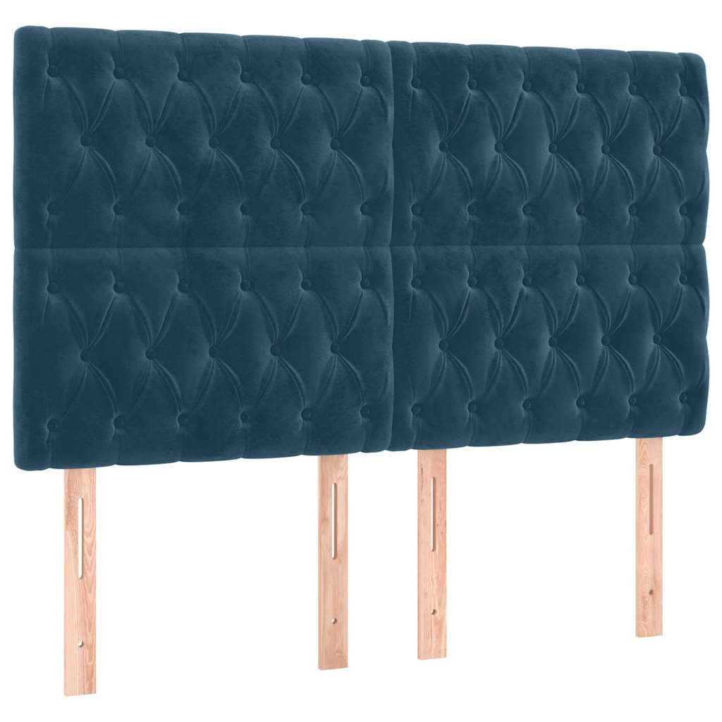 LED uzglavlje tamnoplavo 144x7x118/128 cm baršunasto