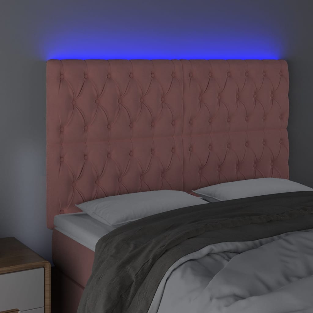 LED uzglavlje ružičasto 144x7x118/128 cm baršunasto