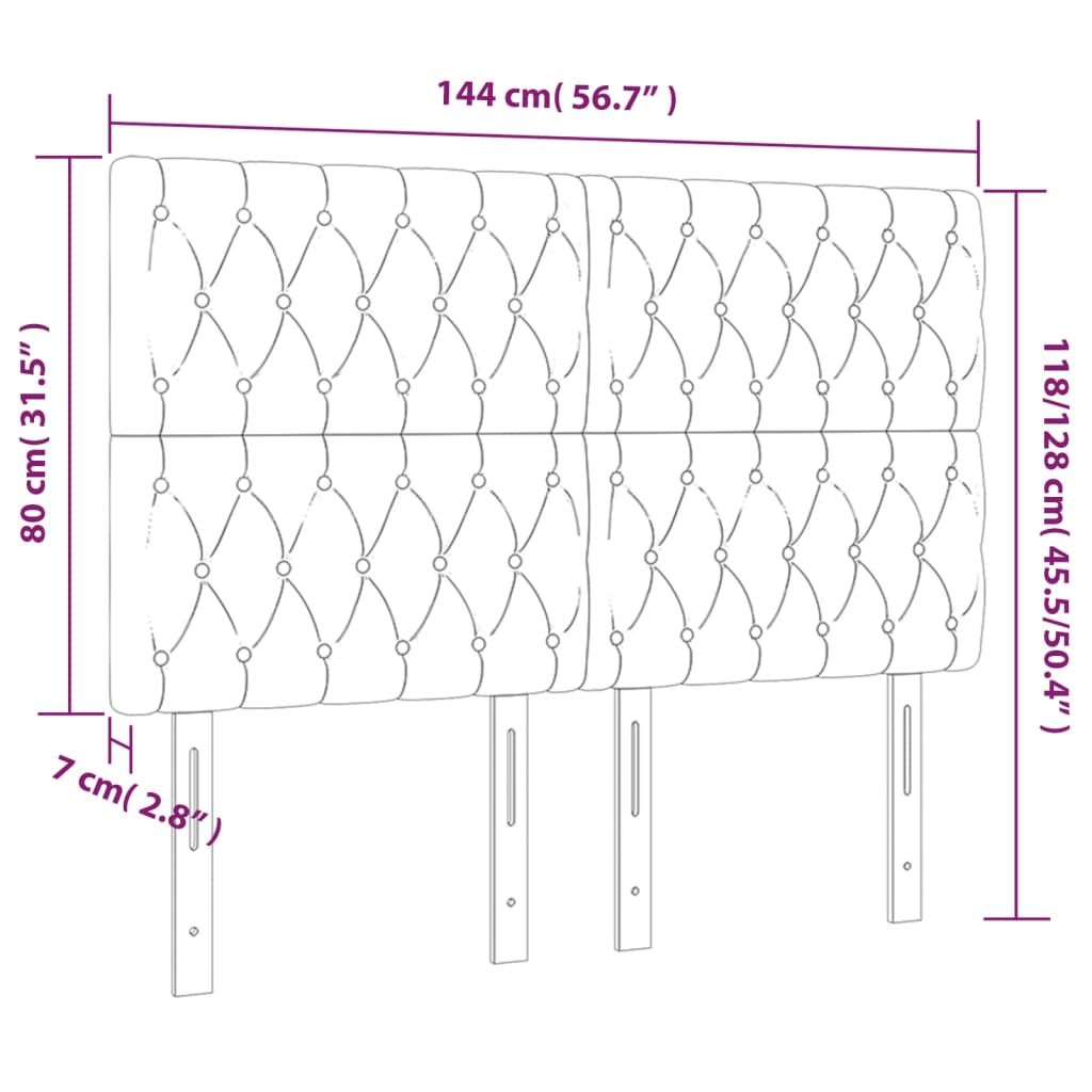 LED uzglavlje ružičasto 144x7x118/128 cm baršunasto