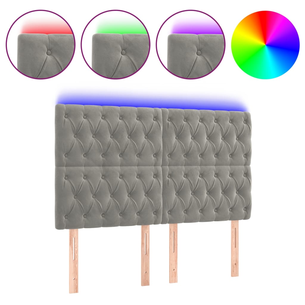 LED uzglavlje svjetlosivo 160x7x118/128 cm baršunasto