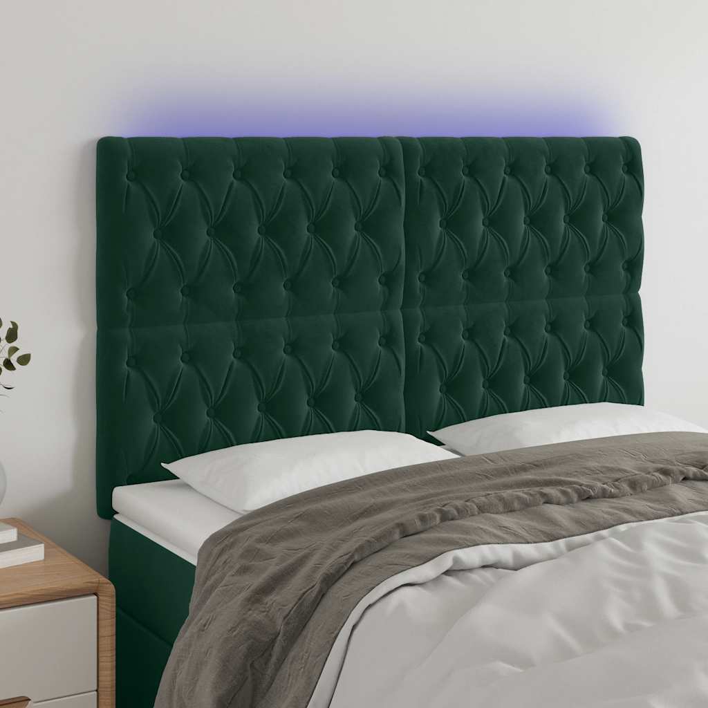 LED uzglavlje tamnozeleno 160x7x118/128 cm baršunasto