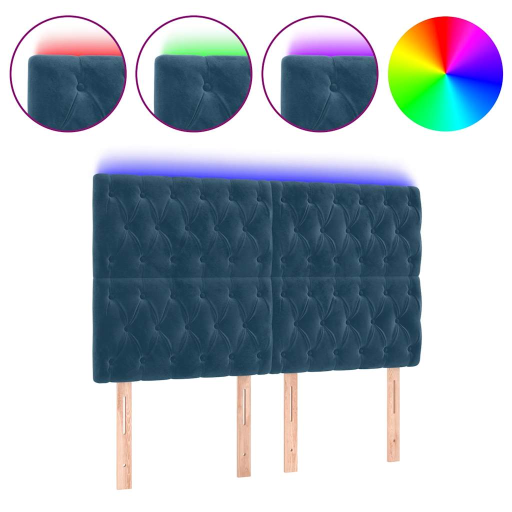 LED uzglavlje tamnoplavo 160x7x118/128 cm baršunasto