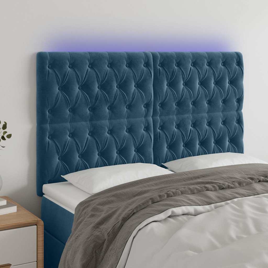 LED uzglavlje tamnoplavo 160x7x118/128 cm baršunasto
