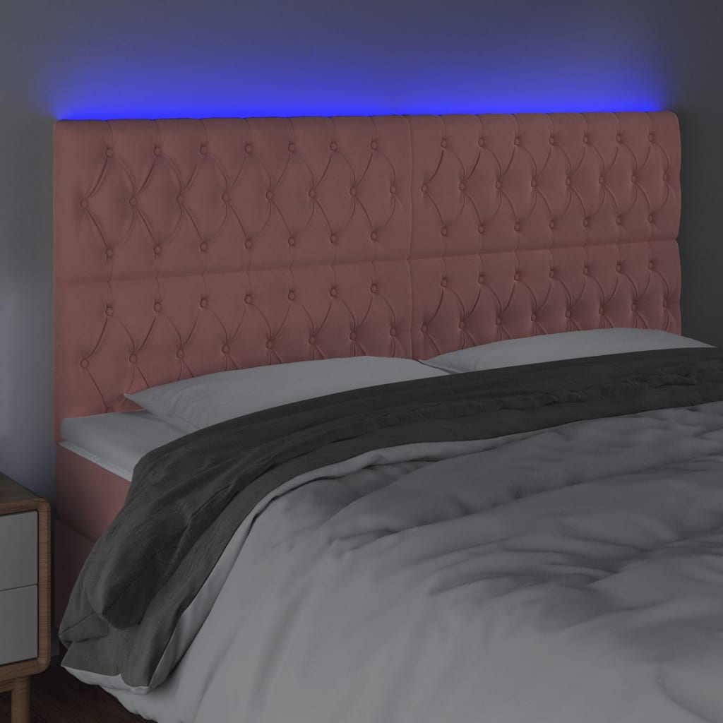LED uzglavlje ružičasto 180x7x118/128 cm baršunasto