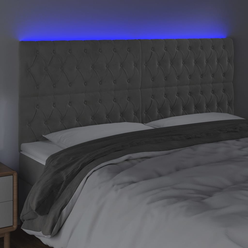 LED uzglavlje svjetlosivo 200x7x118/128 cm baršunasto