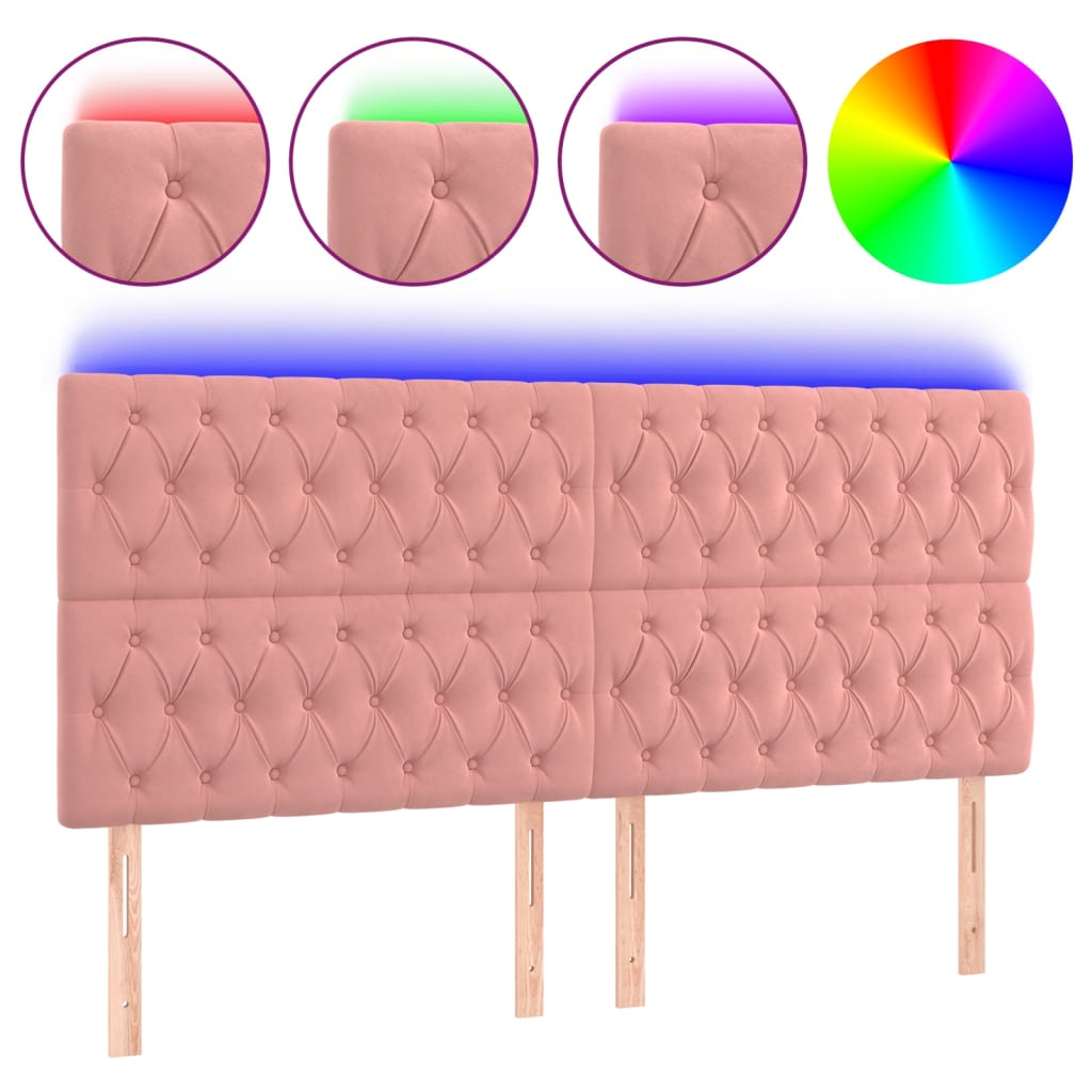 LED uzglavlje ružičasto 200x7x118/128 cm baršunasto