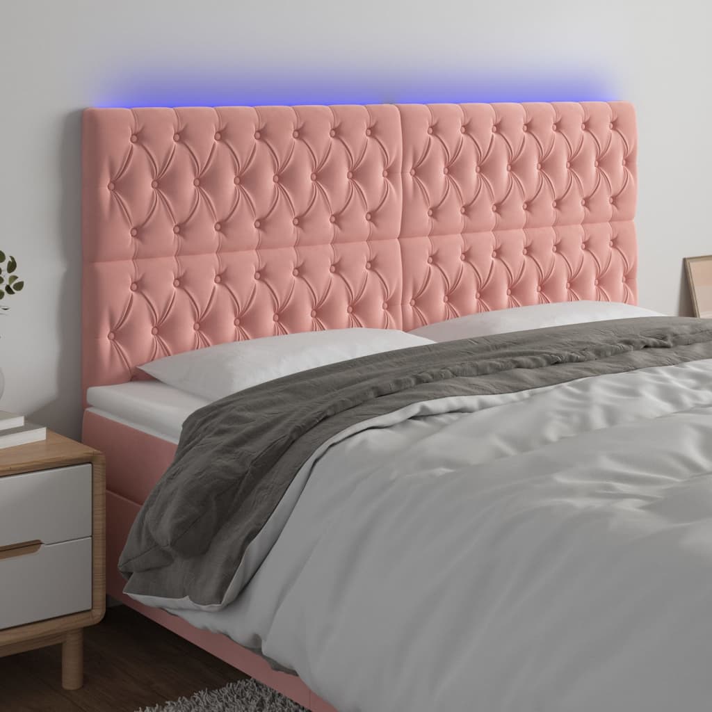 LED uzglavlje ružičasto 200x7x118/128 cm baršunasto