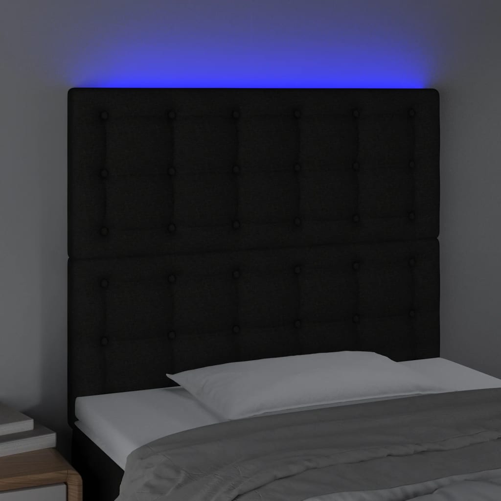 LED uzglavlje crno 80x5x118/128 cm od tkanine
