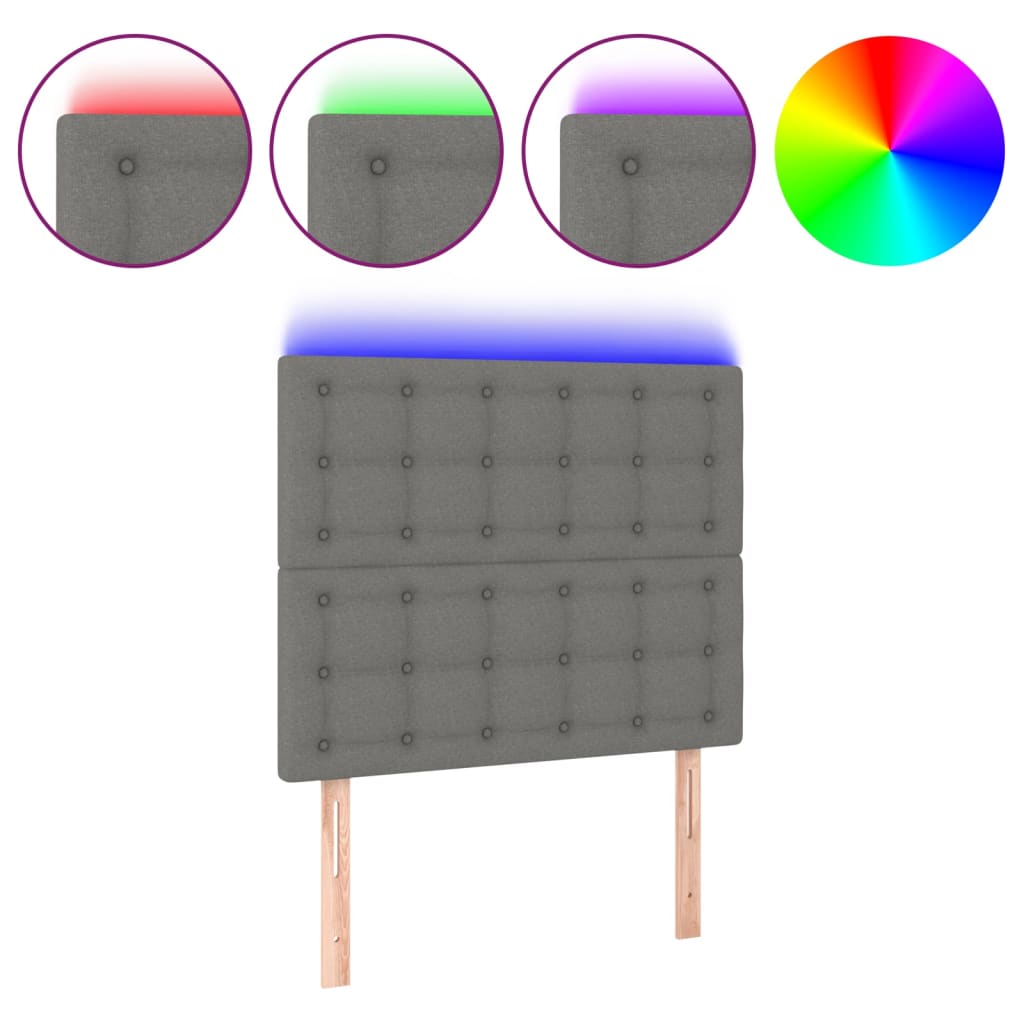 LED uzglavlje tamnosivo 90x5x118/128 cm od tkanine