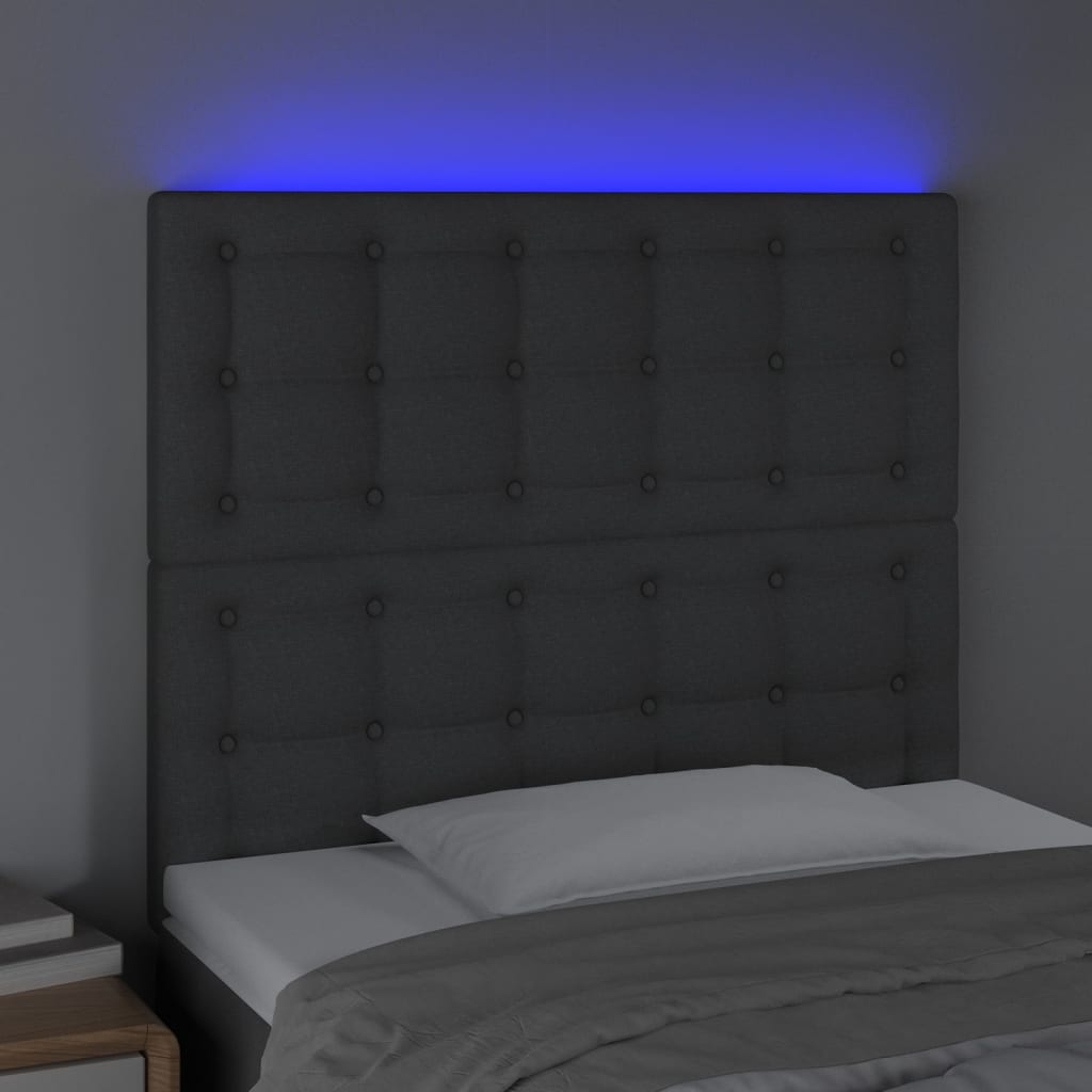 LED uzglavlje tamnosivo 90x5x118/128 cm od tkanine