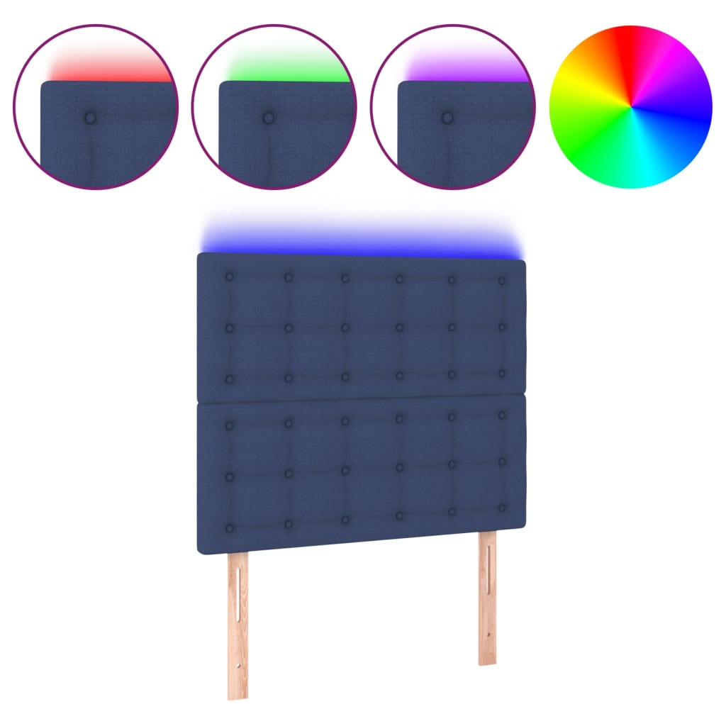 LED uzglavlje plavo 90x5x118/128 cm od tkanine