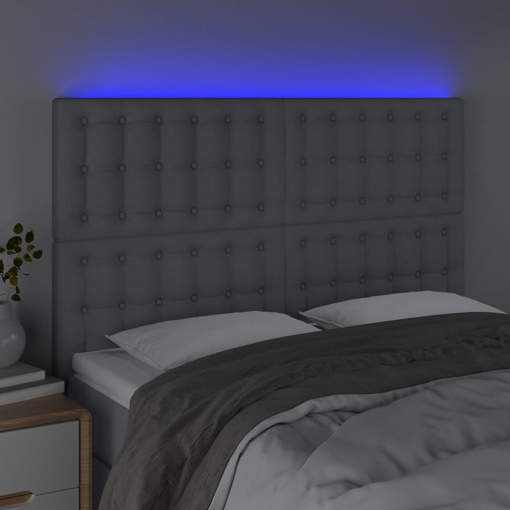 LED uzglavlje svjetlosivo 144x5x118/128 cm od tkanine