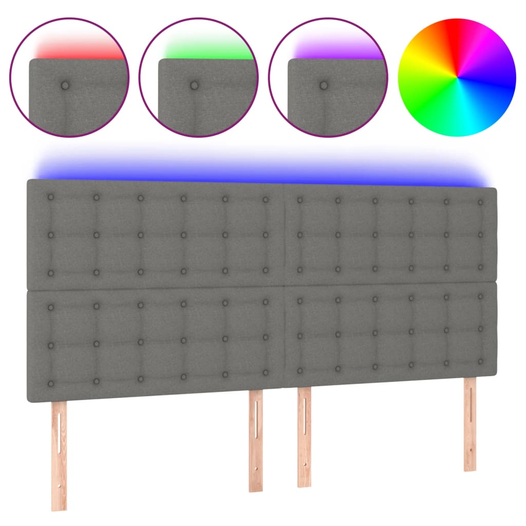 LED uzglavlje tamnosivo 160x5x118/128 cm od tkanine
