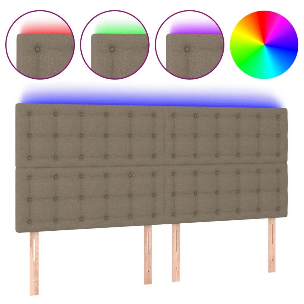 LED uzglavlje smeđesivo 160x5x118/128 cm od tkanine