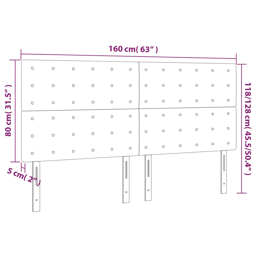 LED uzglavlje krem 160x5x118/128 cm od tkanine