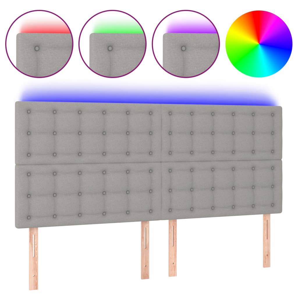 LED uzglavlje svjetlosivo 200x5x118/128 cm od tkanine