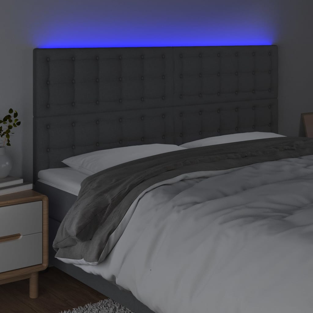 LED uzglavlje tamnosivo 200x5x118/128 cm od tkanine