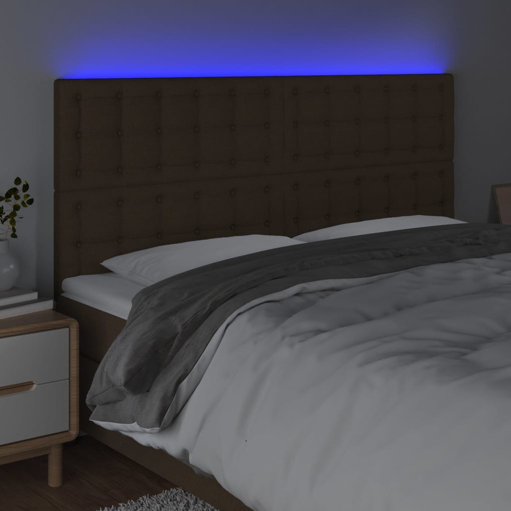 LED uzglavlje tamnosmeđe 200x5x118/128 cm od tkanine