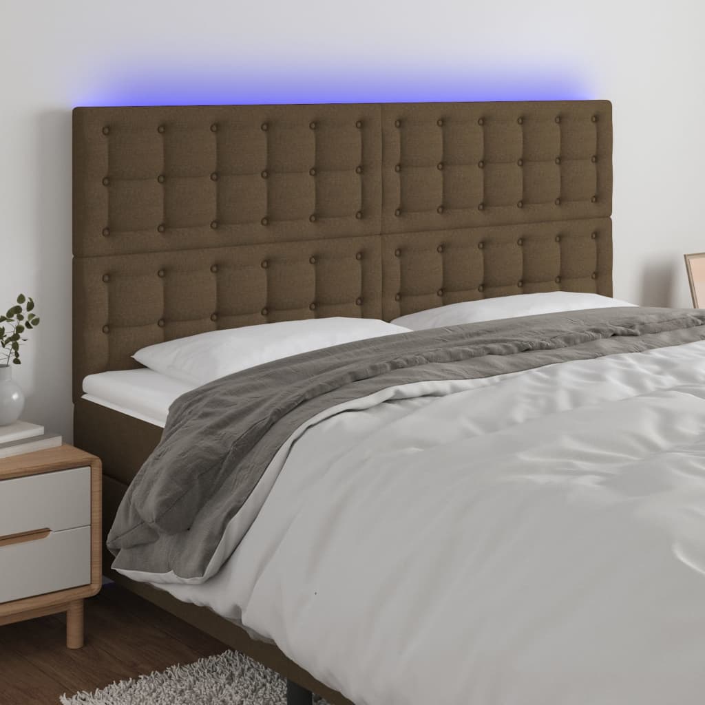 LED uzglavlje tamnosmeđe 200x5x118/128 cm od tkanine