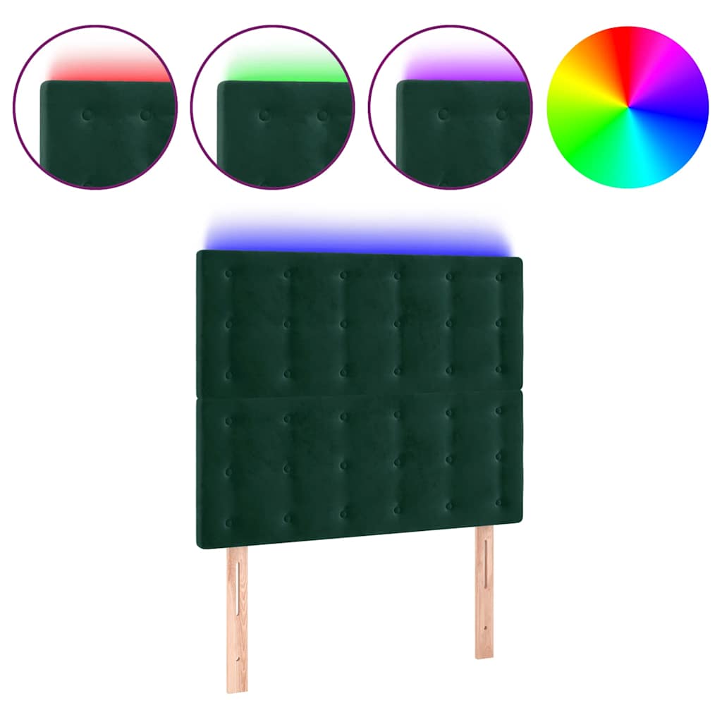 LED uzglavlje tamnozeleno 80x5x118/128 cm baršunasto