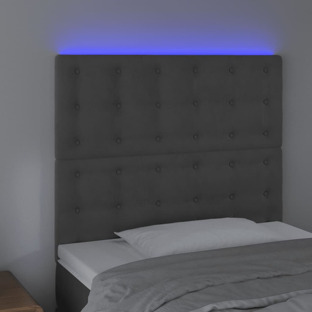 LED uzglavlje tamnosivo 100x5x118/128 cm baršunasto