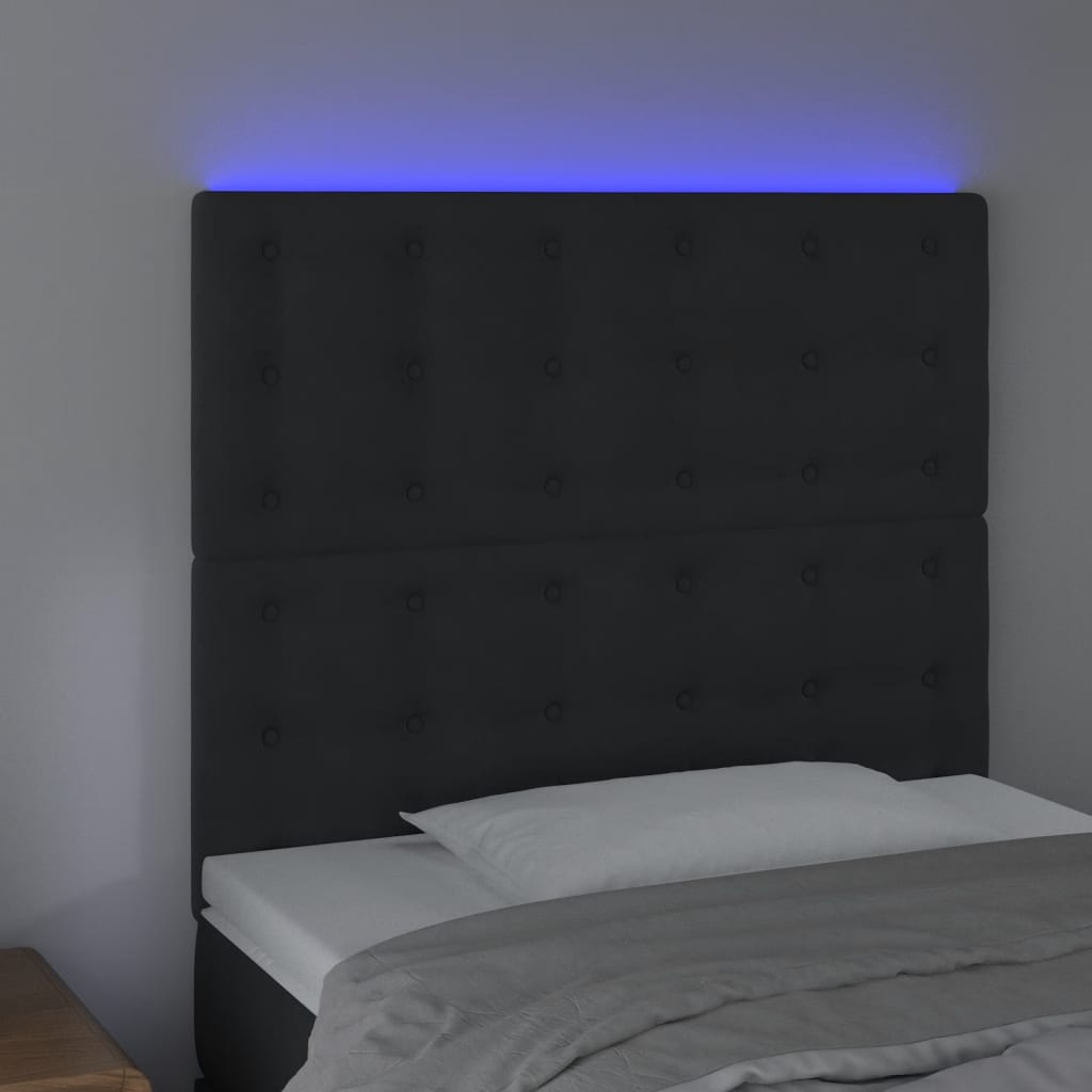 LED uzglavlje crno 100x5x118/128 cm baršunasto