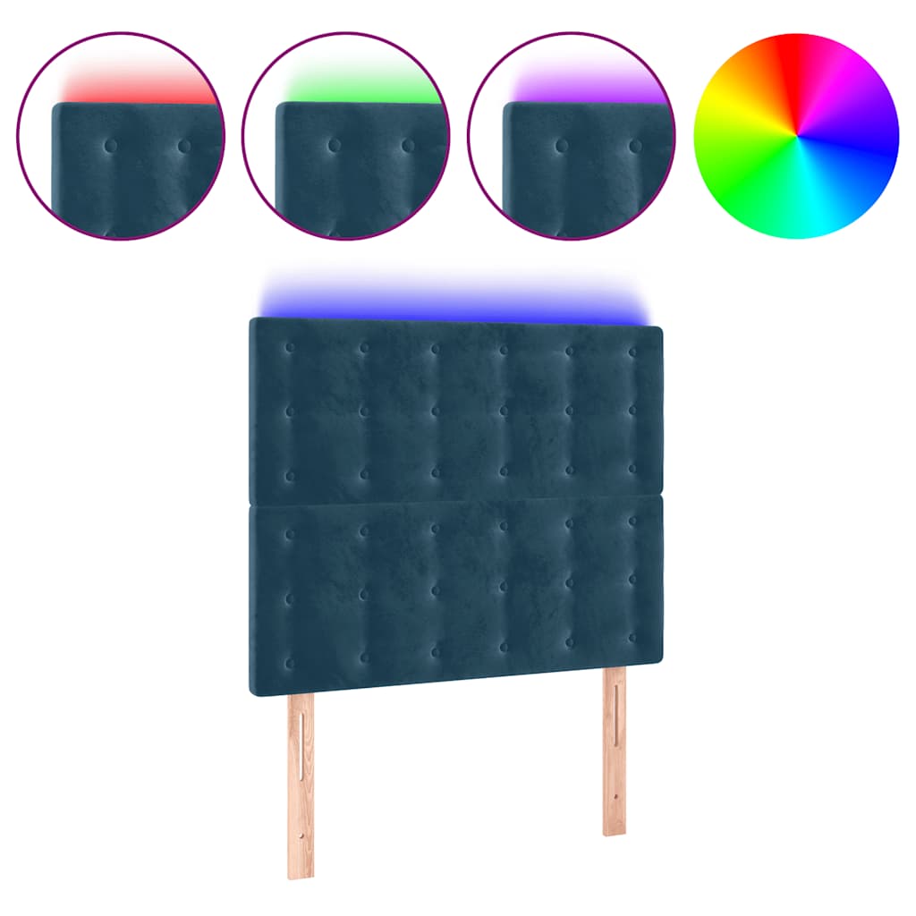 LED uzglavlje tamnoplavo 100x5x118/128 cm baršunasto