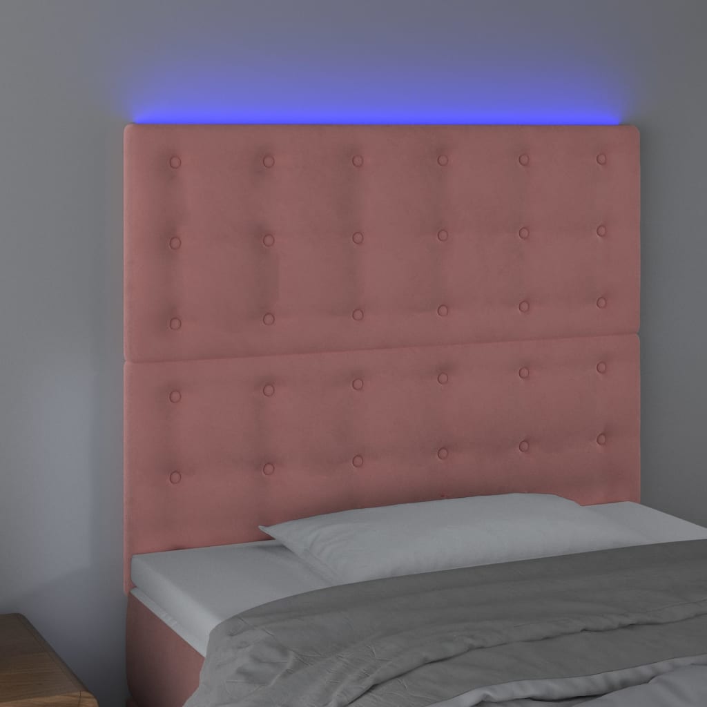 LED uzglavlje ružičasto 100x5x118/128 cm baršunasto