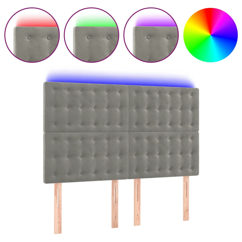 LED uzglavlje svjetlosivo 144x5x118/128 cm baršunasto