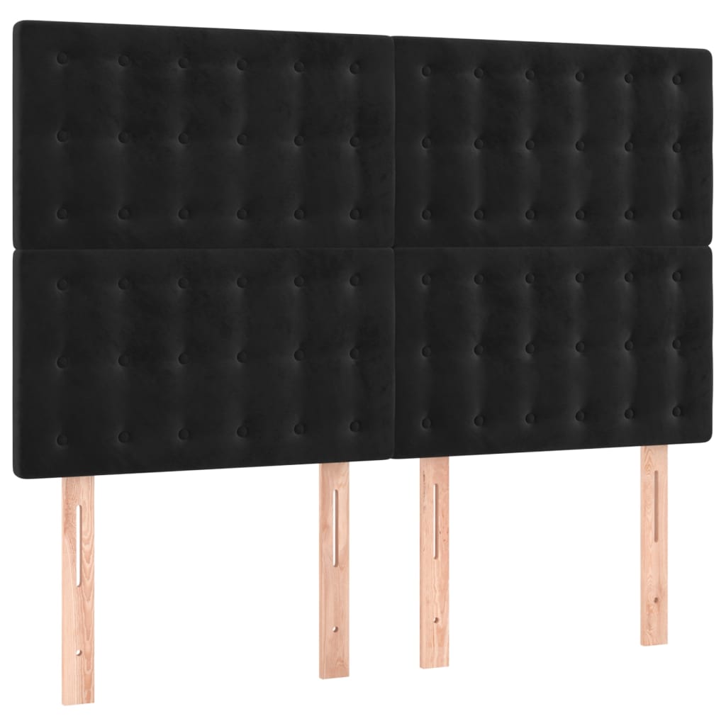 LED uzglavlje crno 144x5x118/128 cm baršunasto