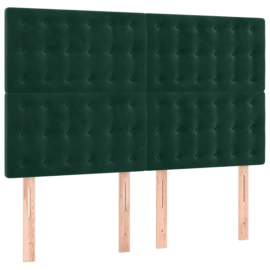 LED uzglavlje tamnozeleno 144x5x118/128 cm baršunasto