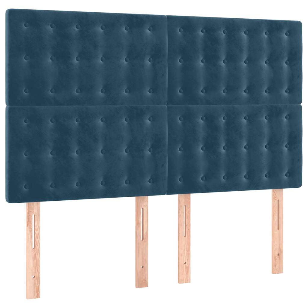 LED uzglavlje tamnoplavo 144x5x118/128 cm baršunasto