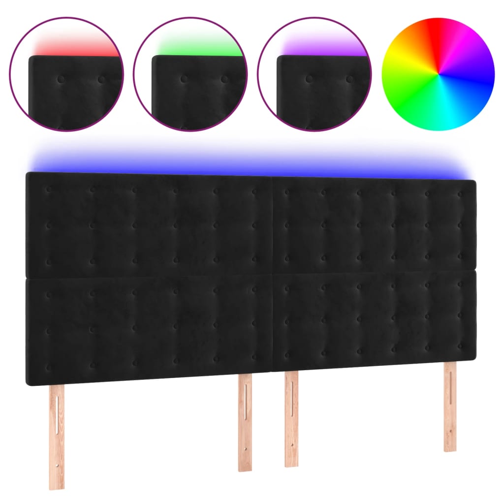 LED uzglavlje crno 160x5x118/128 cm baršunasto