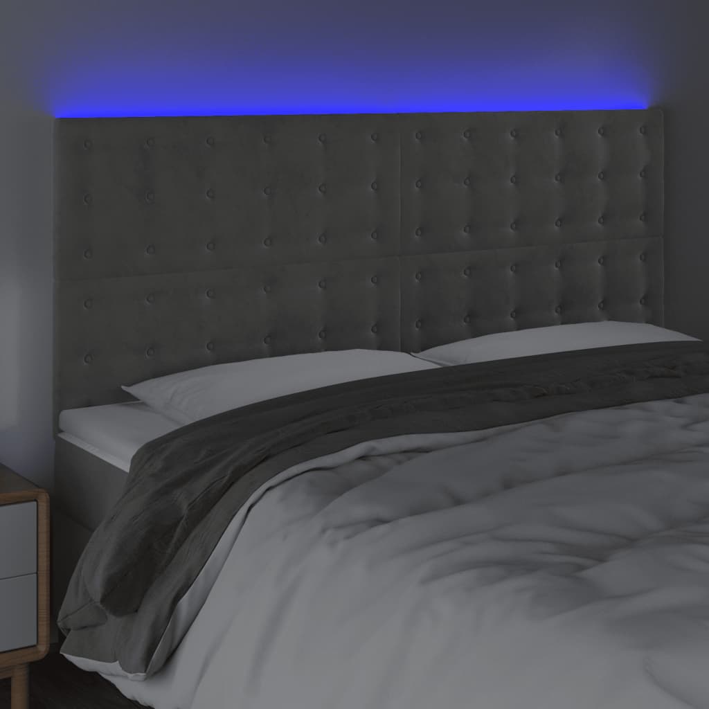 LED uzglavlje svjetlosivo 180x5x118/128 cm baršunasto