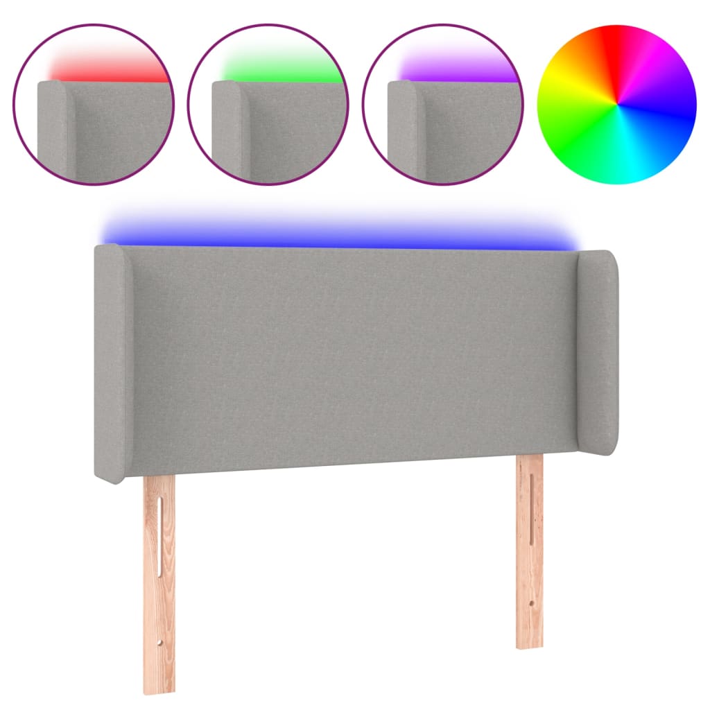LED uzglavlje svjetlosivo 93x16x78/88 cm od tkanine