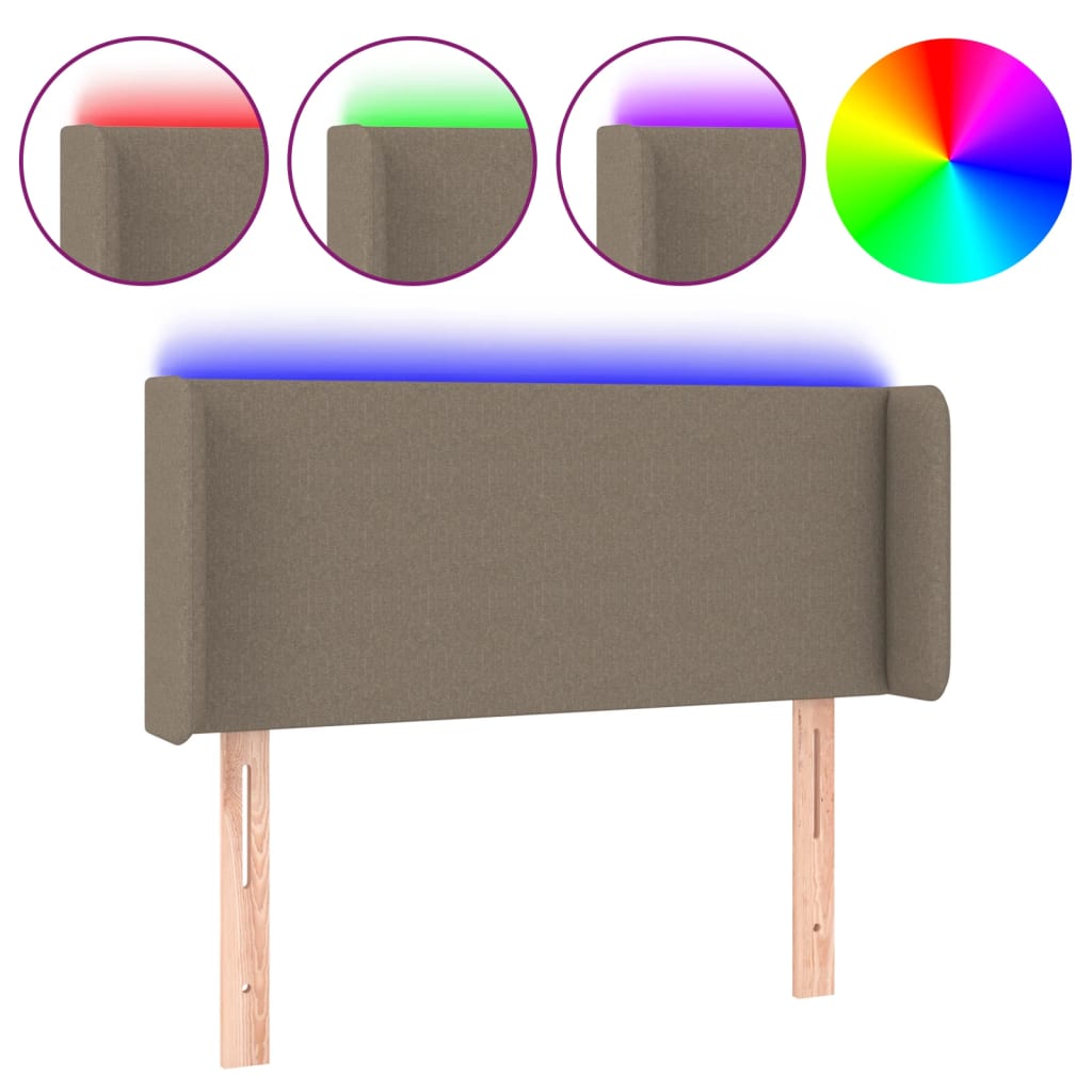 LED uzglavlje smeđesivo 93x16x78/88 cm od tkanine