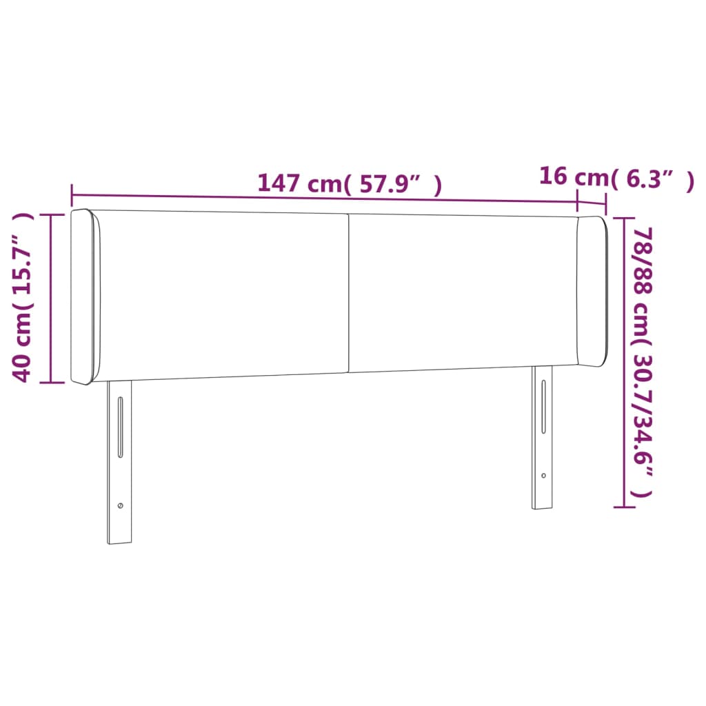 LED uzglavlje smeđesivo 147x16x78/88 cm od tkanine